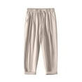 thumbnail image 2 of Handshe Men's Casual Pants with Drawstring Pockets Elastic Waist Solid Color Relaxed Fit, 2 of 4