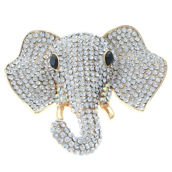Large Crystal Elephant Brooch