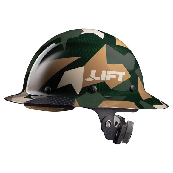Hard Hat LIFT SAFETY DAX, fibra de carbono, ala completa, Jungle Camo