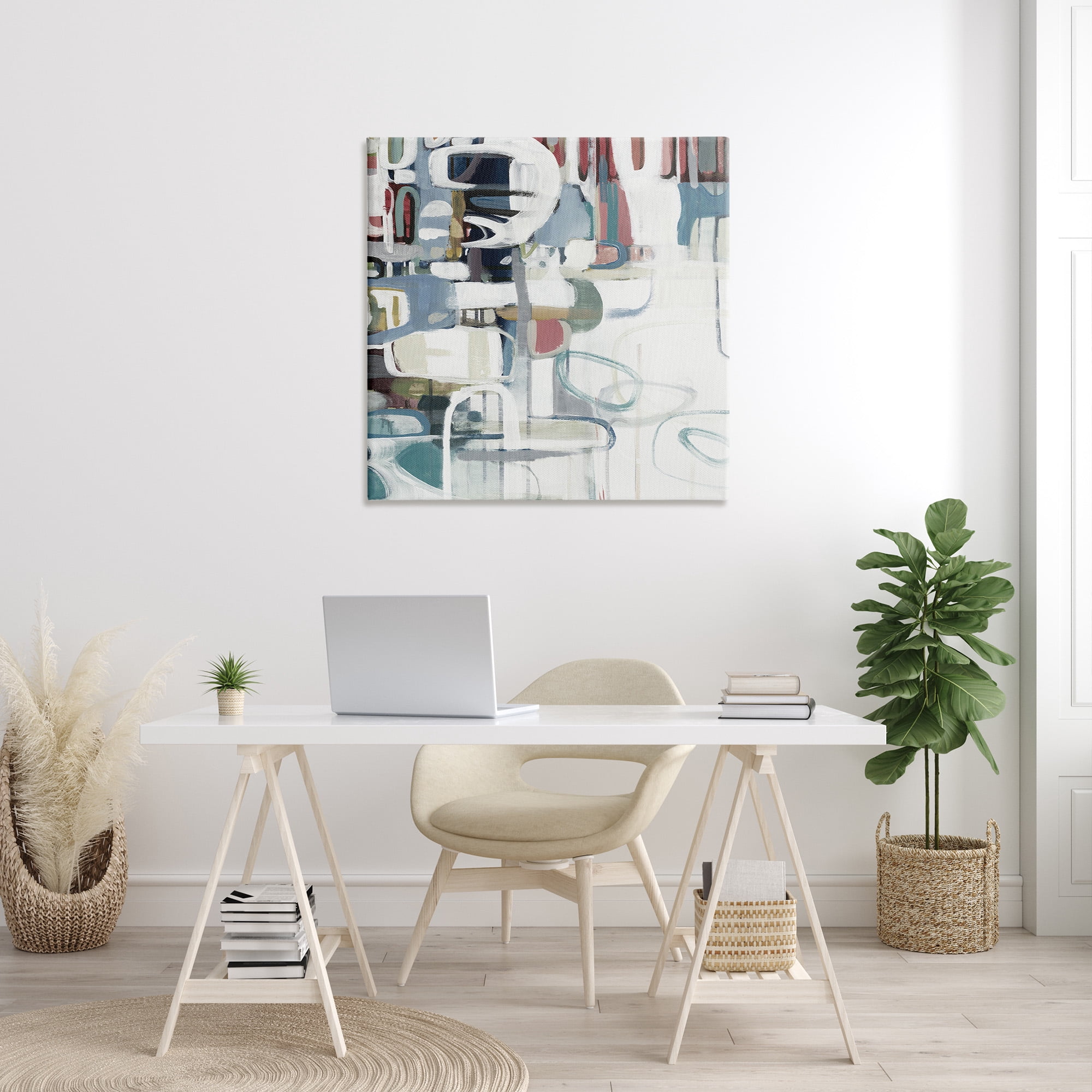 Stupell Industries Asymmetrical Abstract Forms Abstract Painting Gallery Wrapped Canvas Art Print Wall Art, 36 x 36