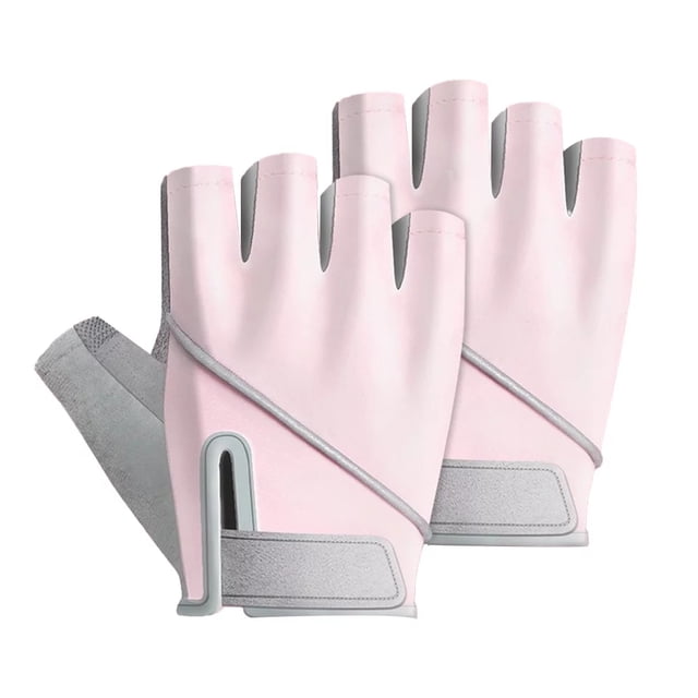 TFixol Gants de Musculation Roses à Demi-Doigts pour Femmes - Respirants, Antidérapants, Lavables avec Protège-Poignet pour Sports de Plein Air, Taille g