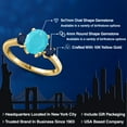 thumbnail image 2 of Gem Stone King 10K Yellow Gold Green Turquoise and Blue Sapphire Engagement Ring for Women | 2.20 Cttw | Oval 9X7MM | Gemstone Birthstone | Size 9, 2 of 6