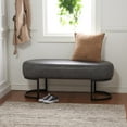 thumbnail image 3 of SAFAVIEH Bellezza Oval Solid Glam Bench, Grey Leather, 3 of 10