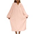 thumbnail image 5 of QATAINLAV Blanket Oversized Hoodie Pajamas for Women Cute Ear Hooded Sweatshirt Dress Long Sleeve Pullover Pajamas, Watermelon Red, XXL, 5 of 9