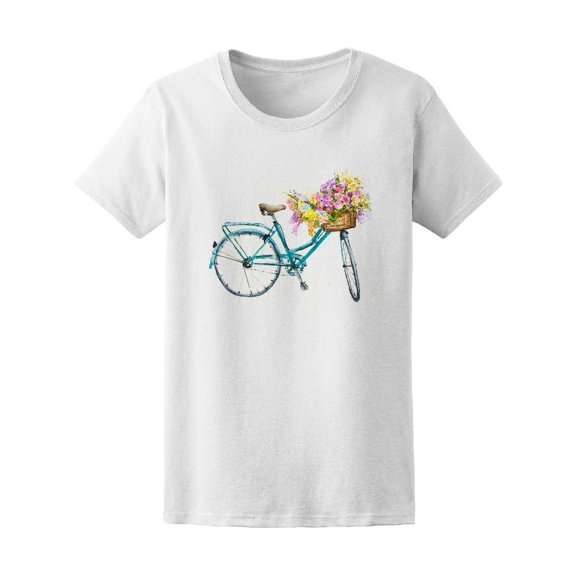 Retro Blue Bike With Flowers Tee Women's -Image by Shutterstock