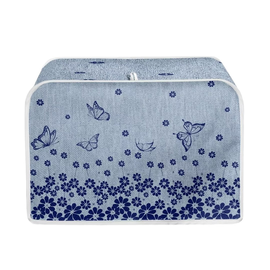 2-Slice Toaster Cover – Blue Poppy Flower Design, Dust-Proof, With Side Pockets, 12x7.5x8 Inches