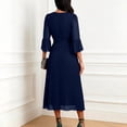 thumbnail image 6 of Aimik Women's Pleated Midi Dress V-Neck Ruffle Sleeve Asymmetrical Hem Chiffon Lightweight Summer Cocktail Party Evening Formal Dress, 6 of 6