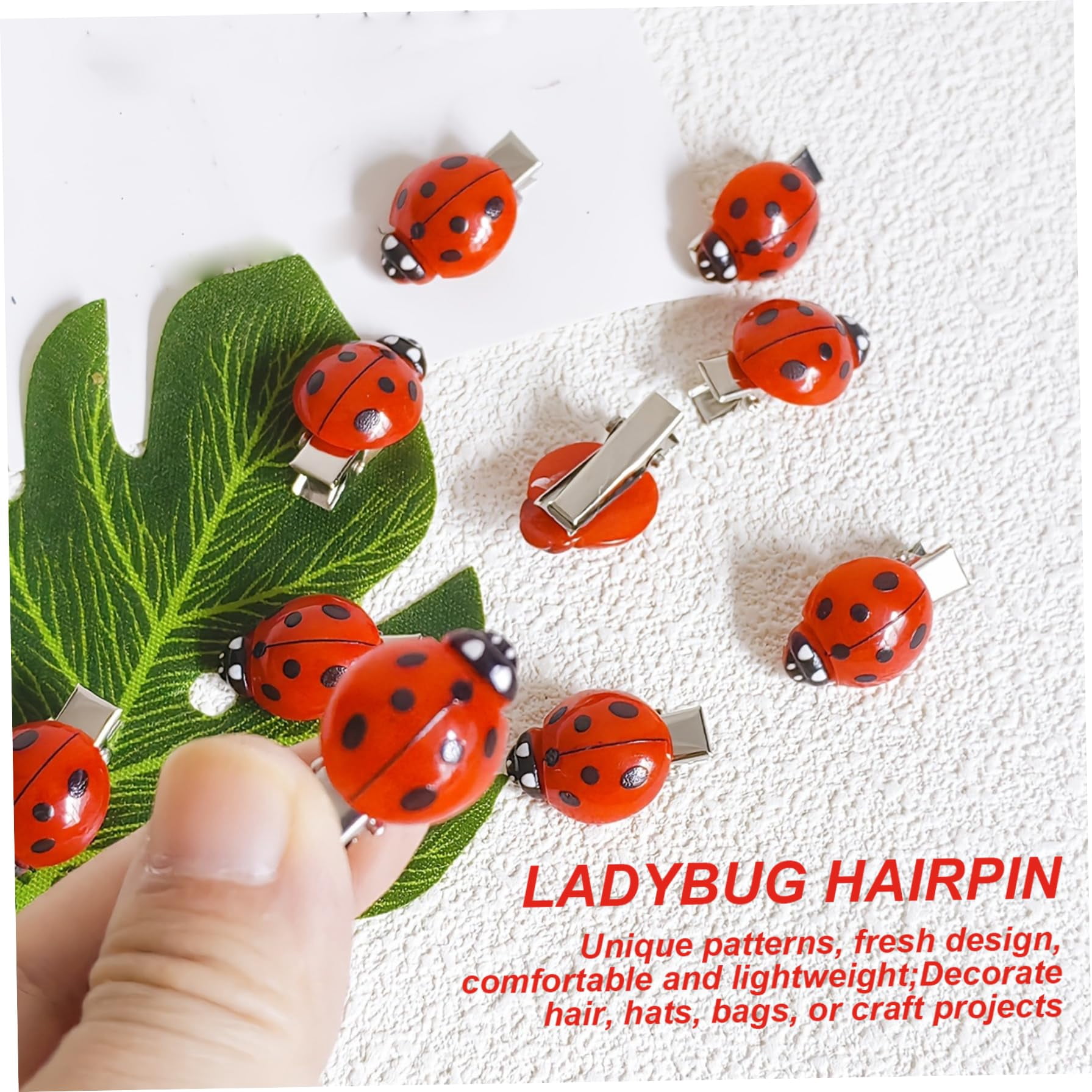 lady bug hair clips 30 pcs mini 0.6 x 0.8 inch resin alloy hairpins for festival party styling