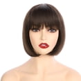 thumbnail image 2 of Onedor 10" Short Straight Hair Flapper Cosplay Costume Bob Wig (8#-Medium Ash Brown), 2 of 7