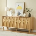 thumbnail image 7 of LKTART 63" Walnut Wood Sideboard Buffet Cabinet with Storage, Kitchen Credenza Accent Console Table with Roman Legs, Ash Veneer Dovetail Tri Natural, 7 of 7