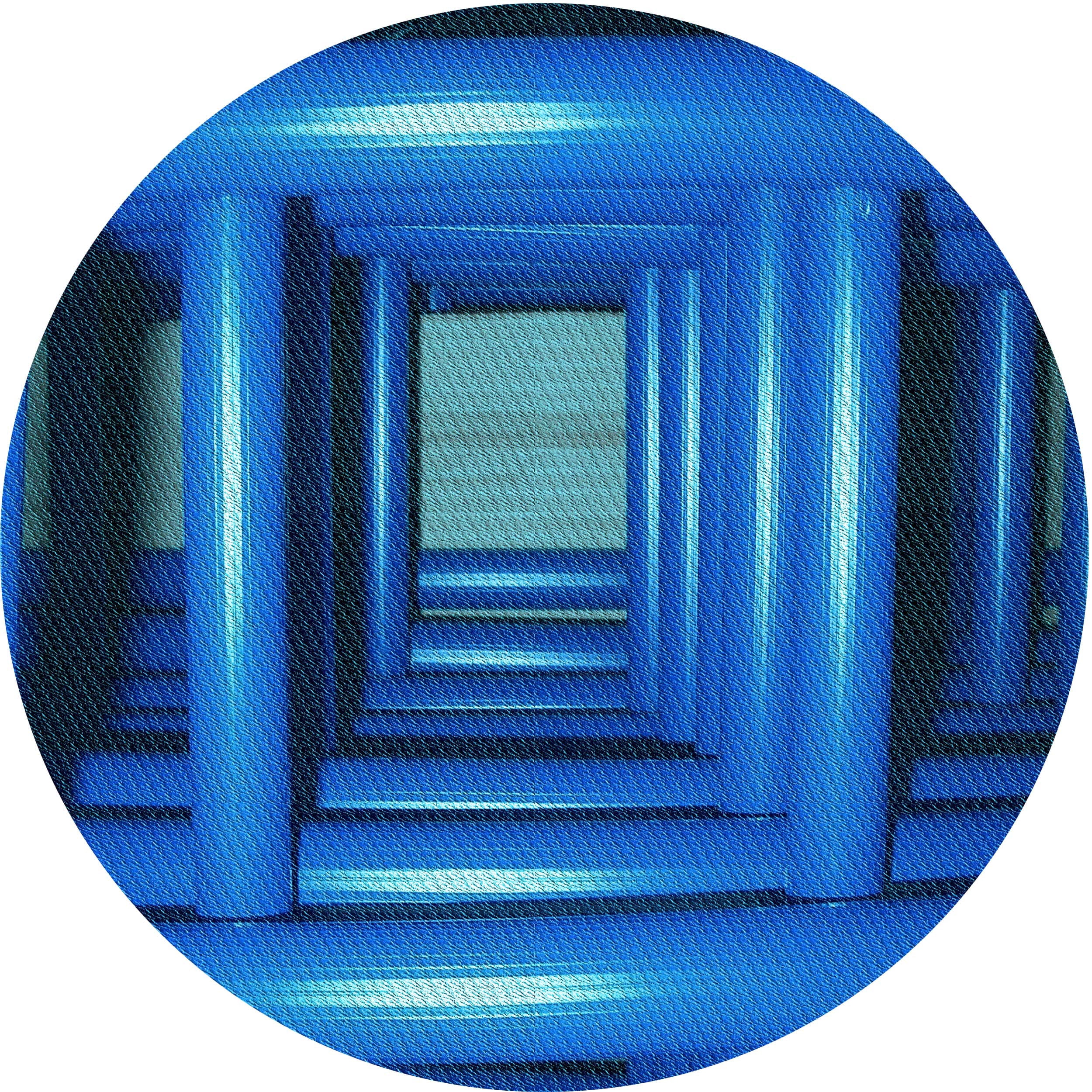 Ahgly Company Machine Washable Indoor Round Transitional Blueberry Blue ...