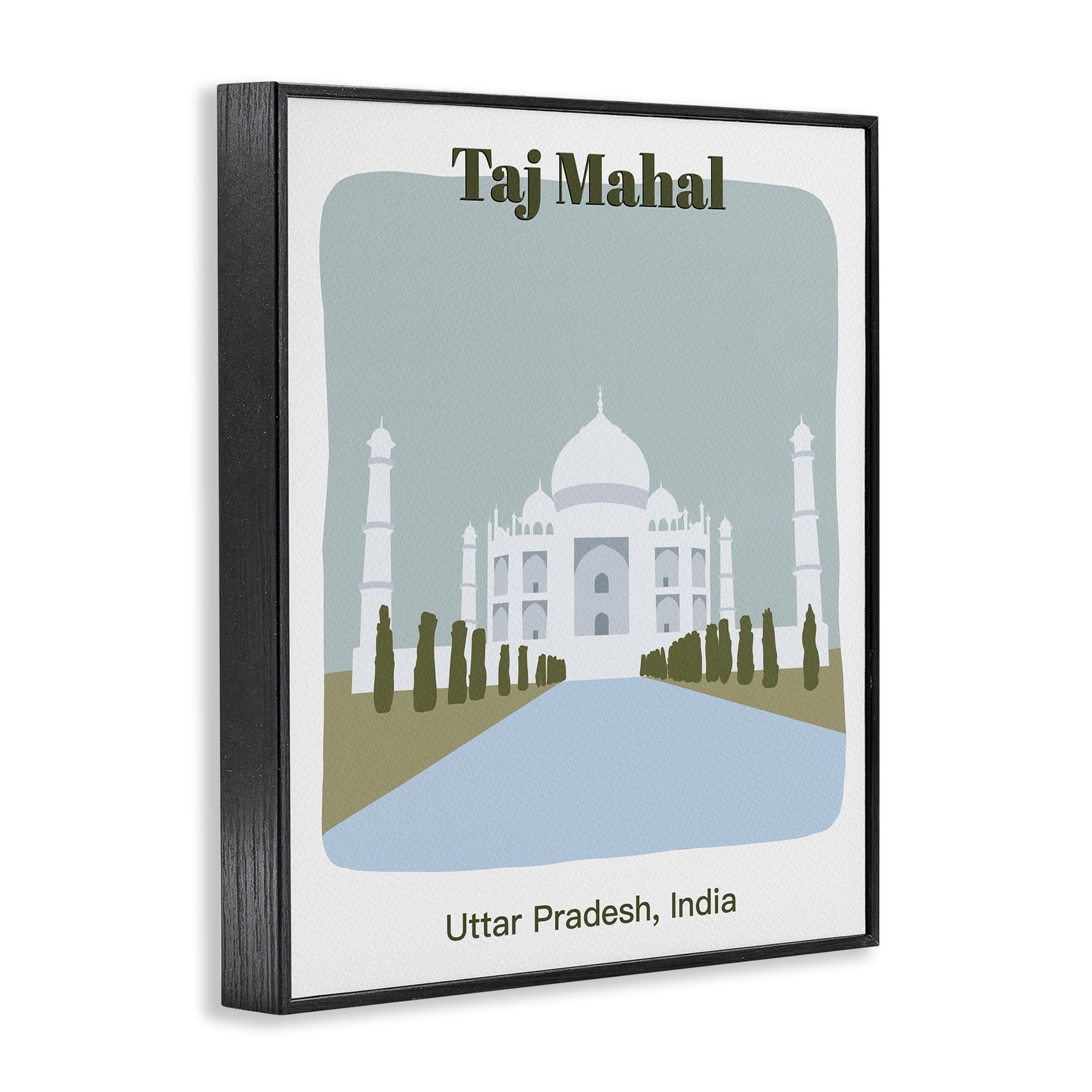 Stupell Industries Taj Mahal Architecture Town & City Painting Black Framed Art Print Wall Art, 16 x 20