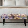 thumbnail image 5 of XYZCANDO Calf Floral Design with Elastic Band Dining Bench Covers, Washable Polyester Spandex Rectangle Bench Cover for Living Room Dining Room, 5 of 9