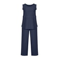 thumbnail image 4 of Idoravan Women Sets Clothing Womens Solid Crewneck Sleeveless Pullover Shirt Tops + Pants Trousers Set, 4 of 8