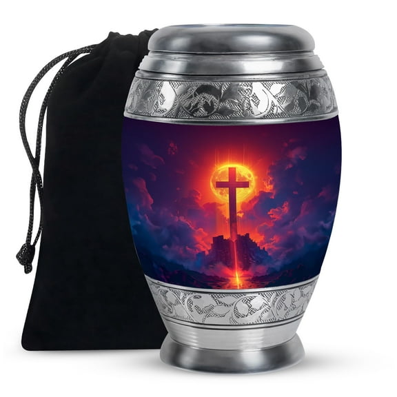 KARYLIZ Cross Urn - Cremation Urns For Human Ashes Male - Heavenly Cross Urn For Funeral - Funeral Urns For Human Ashes, Mom & Dad Urn, Decorative Urn For Man & Women, Burial Urns (200 Cubic Inches)