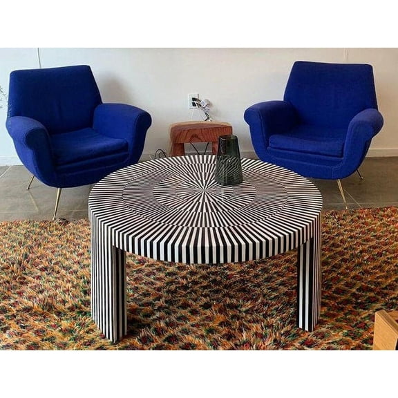 Antique Illusion Bone Inlay Coffee Table Black 20 Yeards Old