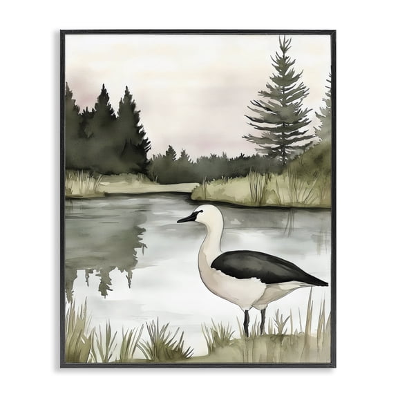 Stupell Industries Farmhouse Springtime Serenity Duck Black Framed Giclee Art, 11 x 14, by Riley B
