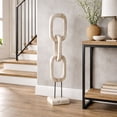 thumbnail image 2 of Teak Chain Sculpture for Home and Bathroom Decor - Coastal Wooden Linked Accent for Living Room or Dining Room - Art on Stand Figurine for Office Shelf and Coffee Table Decor - 41", White, 2 of 8