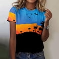 thumbnail image 4 of Blusas de Manga Corta para las Mujeres Imprimir Cuello Redondo, Camiseta Casual para Primavera Verano Diario, 4 of 4