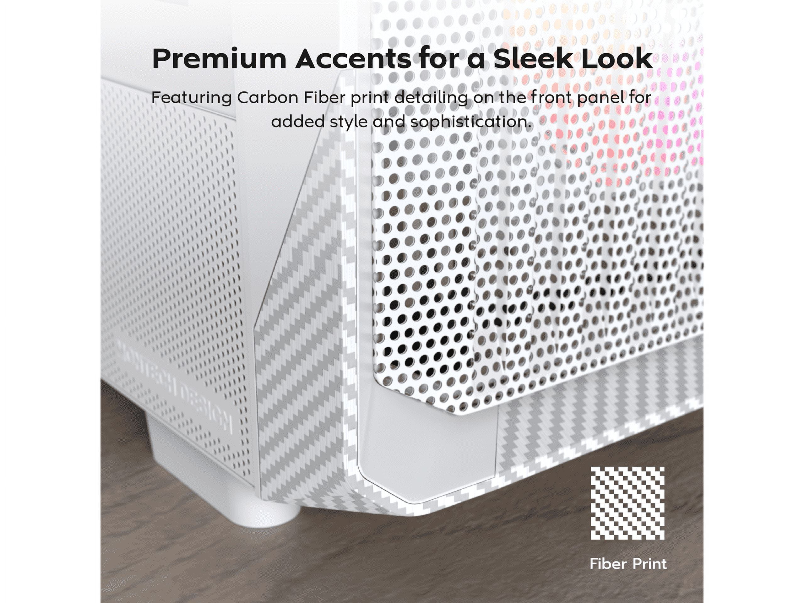 MONTECH X5- ATX Mid-Tower Gaming PC Case, High Airflow, 3x 140mm and 1x 120mm ARGB Fans Pre-installed, Glass Side Panel, Carbon Print Accents, GPU Holder Included, White