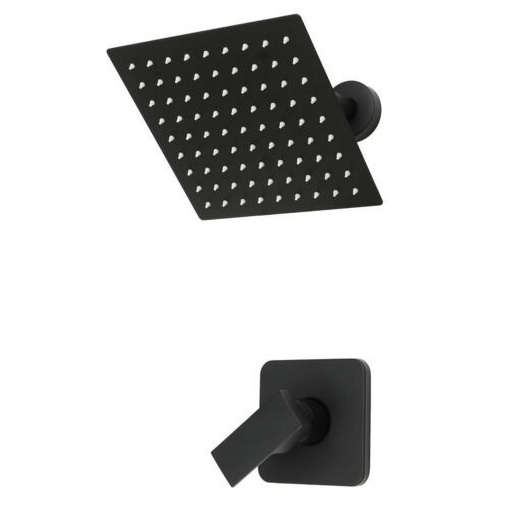 Shower Faucet Set 8" Black Rain Shower Head Combo with Valve Kit Wall Mounted