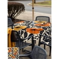 thumbnail image 6 of Square Outdoor Tablecloth with Umbrella Hole Orange Yellow Black Botanical Outside Table Cloth Waterproof Patio Table Cover Modernism Floral Spring Zipper Tablecloths for Picnic Camping 54x54 Inch, 6 of 8