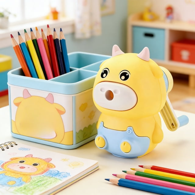 YYV Gifts Automatic Pencil Sharpener For Kids, Mini Cartoon Electric Sharpening Tool Safe For Elementary Students Portable Classroom Pencil Sharpener Cute Design