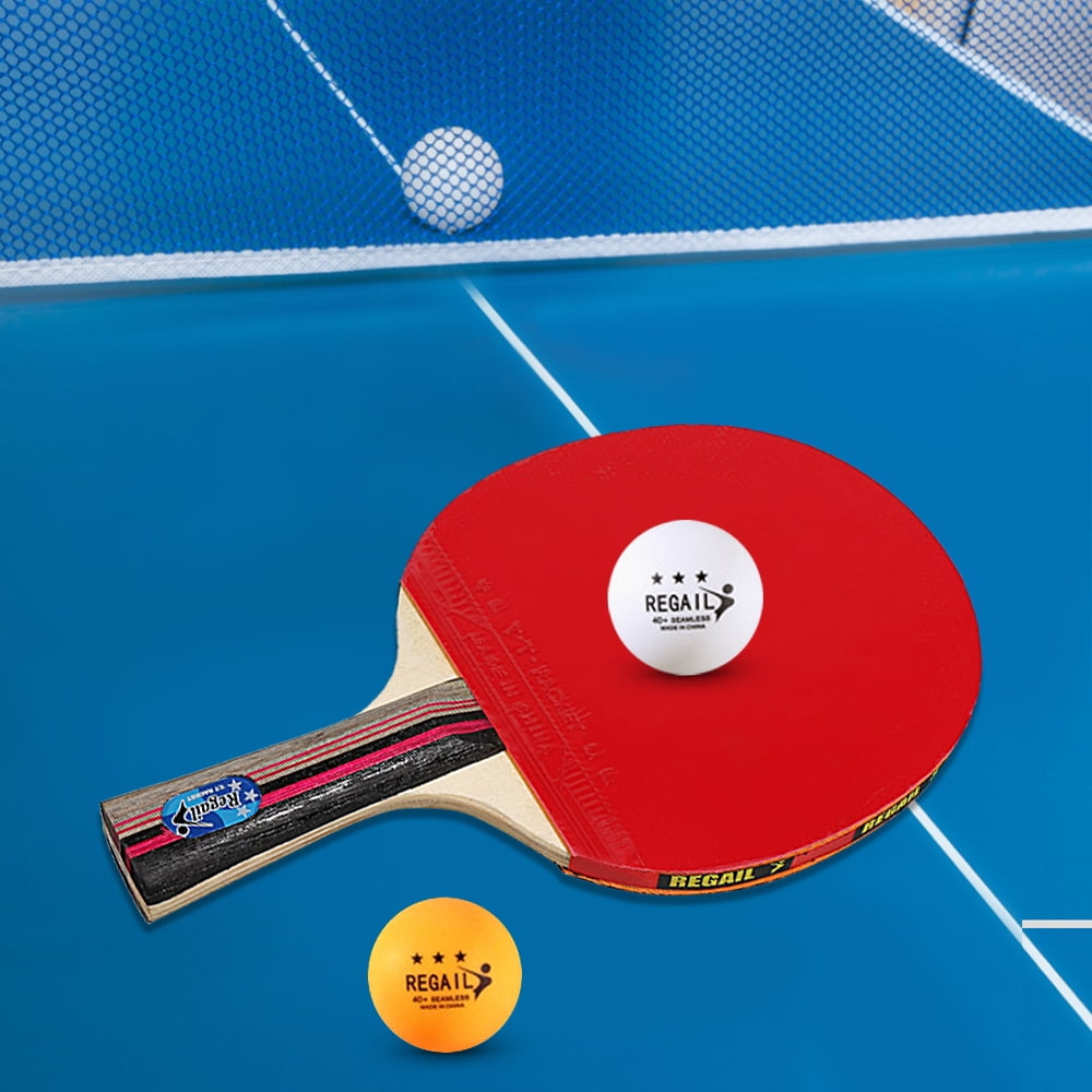 Long Court Poignée de Tennis de table raquette Set 2 Paddle Ping Pong Bat 3 Boules 