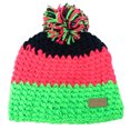 thumbnail image 2 of Empire Cove Winter Tri-Color Knit Beanie with Pom Pom- Lime, 2 of 5