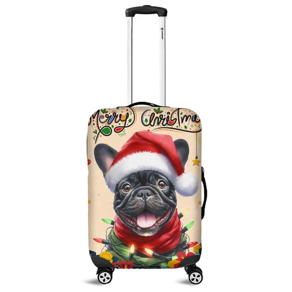 Merry Christmas Santa French Bulldog Scarf Twinkling Lights Xmas Holiday Travel Luggage Cover Dog Lover Gifts Suitcase Dust Protective Decor - 00022
