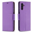 thumbnail image 2 of Feishell Phone Case for Samsung Galaxy A15, Lychee Texture Plain PU Leather Magnetic Clasp Folio Flip Kickstand Wallet Phone Case with Card Slots & Wrist Strap, Violet, 2 of 9