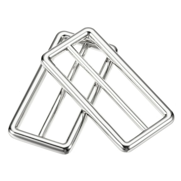 50mm Metal Slide Buckle Zinc Alloy Electroplated Silver Tone 4 Pack