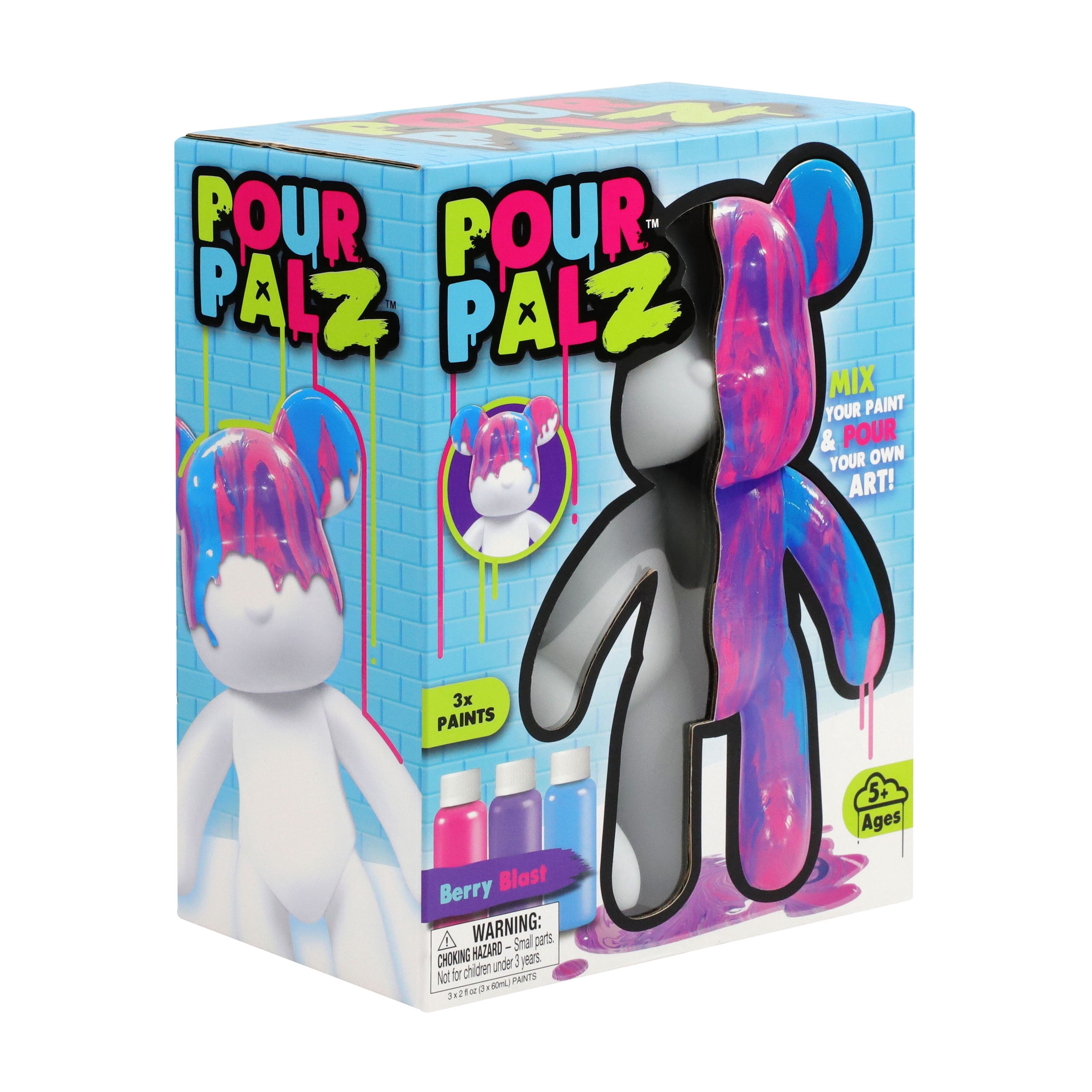 Pour Palz 9” Bear, Berry Blast, DIY Paint & Pour Craft Kit for Kids Ages 5+