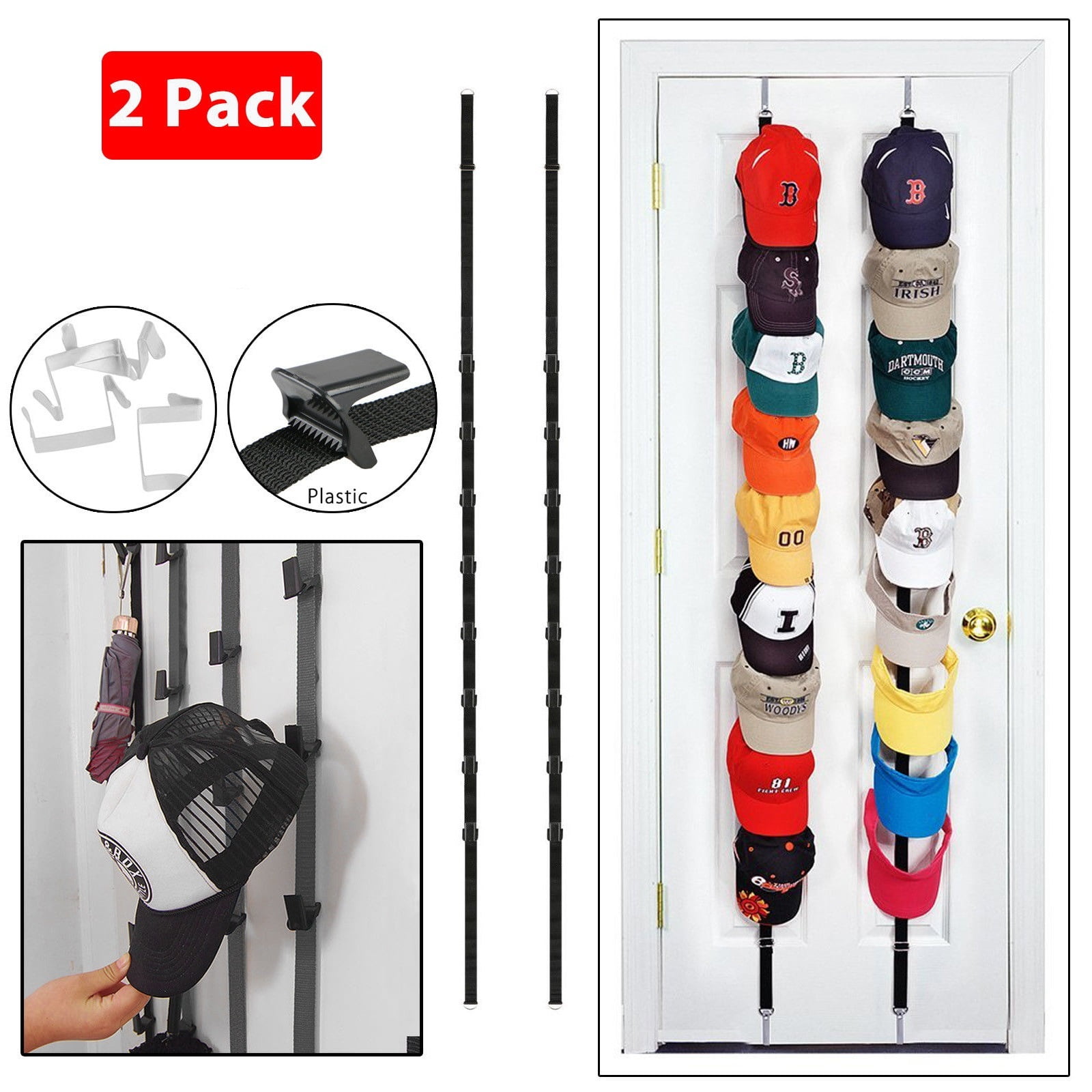Details about   Baseball Cap Closet Rack Hat Holder Rack Home Organizer Storage Door Hanger 2PCS