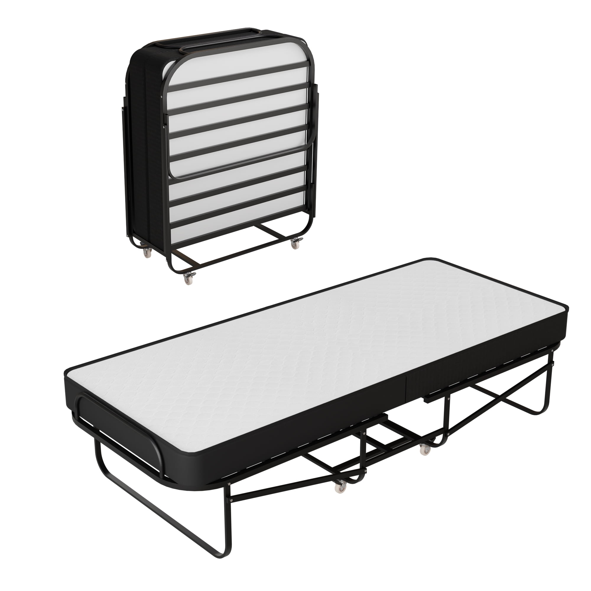 Continental Sleep, 16″ High Folding Guest Bed with 5″ Memory Foam Mattress, Sturdy Metal Frame, Easy Access for Seniors, Underbed Storage, Comfortable Rollaway Bed for Guests, 30″ Wide