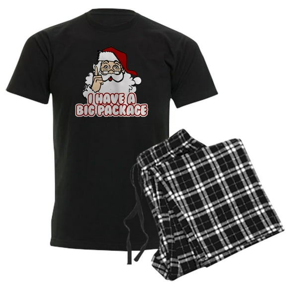 CafePress - Santa Has A Big Package Men's Dark Pajamas - Men's Dark Loose Fit Cotton Pajama Set