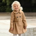 thumbnail image 3 of Toddler Baby Girl Wool Winter Coat Button Jacket Long Sleeve Trench Coat Warm Thick Peacoat Clothes Winter Coat Outfits for Birthday Gifts Size 6-7, 3 of 8