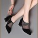 thumbnail image 4 of Qarigey 1 par de zapatos de verano para mujer, sandalias transpirables de tacón bajo, accesorio para calzado Calzado floral negro Tamaño 37, 4 of 6
