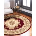 thumbnail image 1 of Unique Loom Versailles Collection Traditional Classic Medallion Motif Area Rug (6' 0 x 6' 0 Round Burgundy/ Ivory), 1 of 5