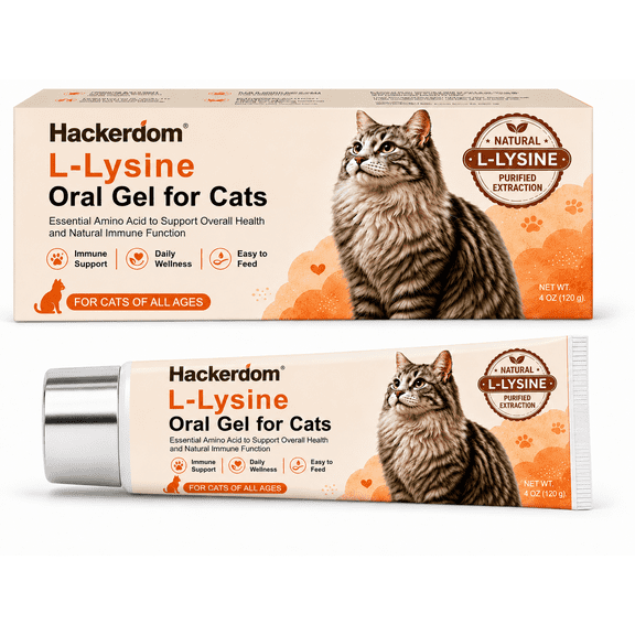 L-Lysine Cat Oral Gel, Chicken Flavor Daily Nutritional Treat Paste, Easy to Feed for Kittens & Adult Cats of All Breeds, 4 Oz / 120g