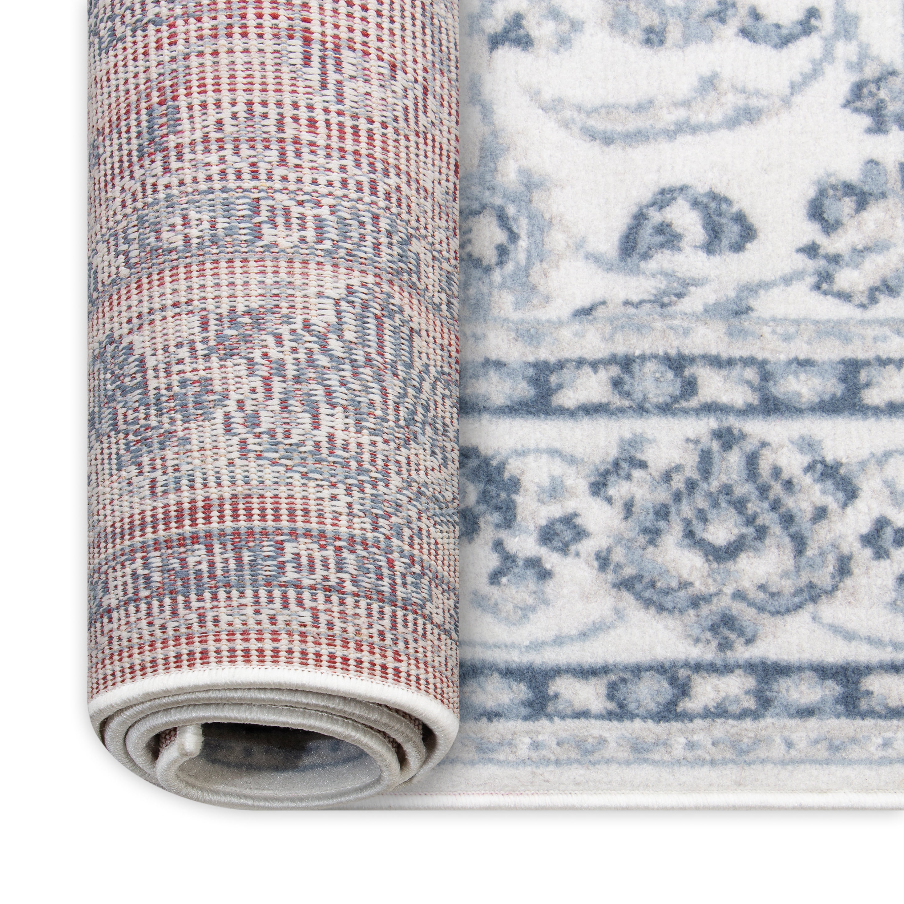 Mainstays Slate Blue Floral, Indoor Area Rug, 4'11" x 6'6"