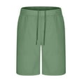 thumbnail image 5 of Mens Linen Shorts Casual Elastic Waist Drawstring Summer Beach Shorts Pockets Classic Fit Shorts Pants, 5 of 7