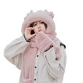 thumbnail image 4 of IDALL Winter Scarf for Women - 3 in 1 Faux Fur Hooded Scarf Hat Gloves Set, Womens Hoodie Hat Long scarf Gloves Pink One Size, 4 of 5