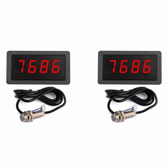 2X 9999RPM Tachometer Digital LED Counting Meter DC 8-24V Gauge Speed Meterwith NPN 5V Hall Magnet Sensor Switch