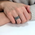 thumbnail image 5 of Silver Women's 925 Sterling Silver Oxidized Simulated Marcasite Greek Key Cut Out Band Ring, 5 of 7
