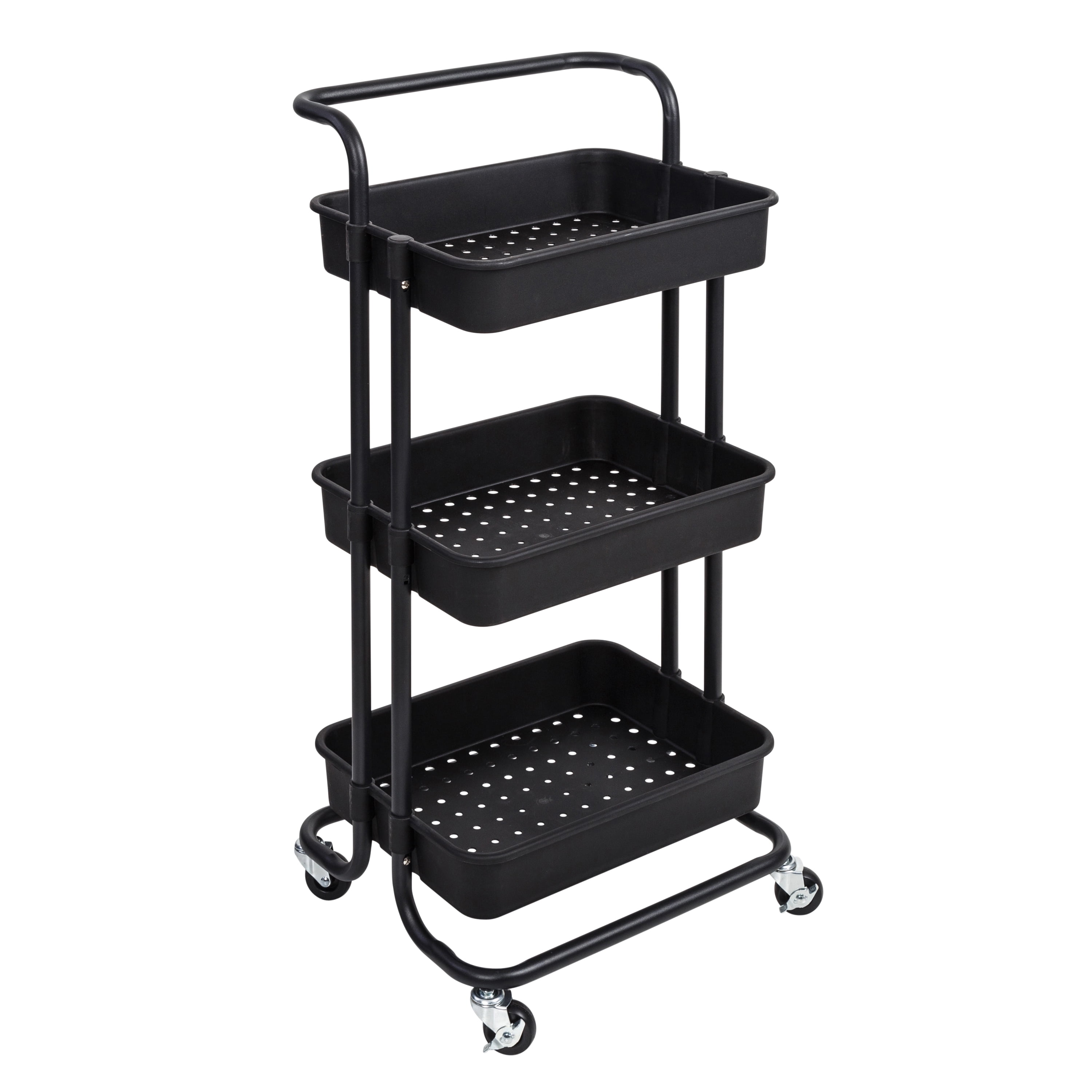 Honey Can Do, 3 Tier Rolling Craft Cart With Handle, Black