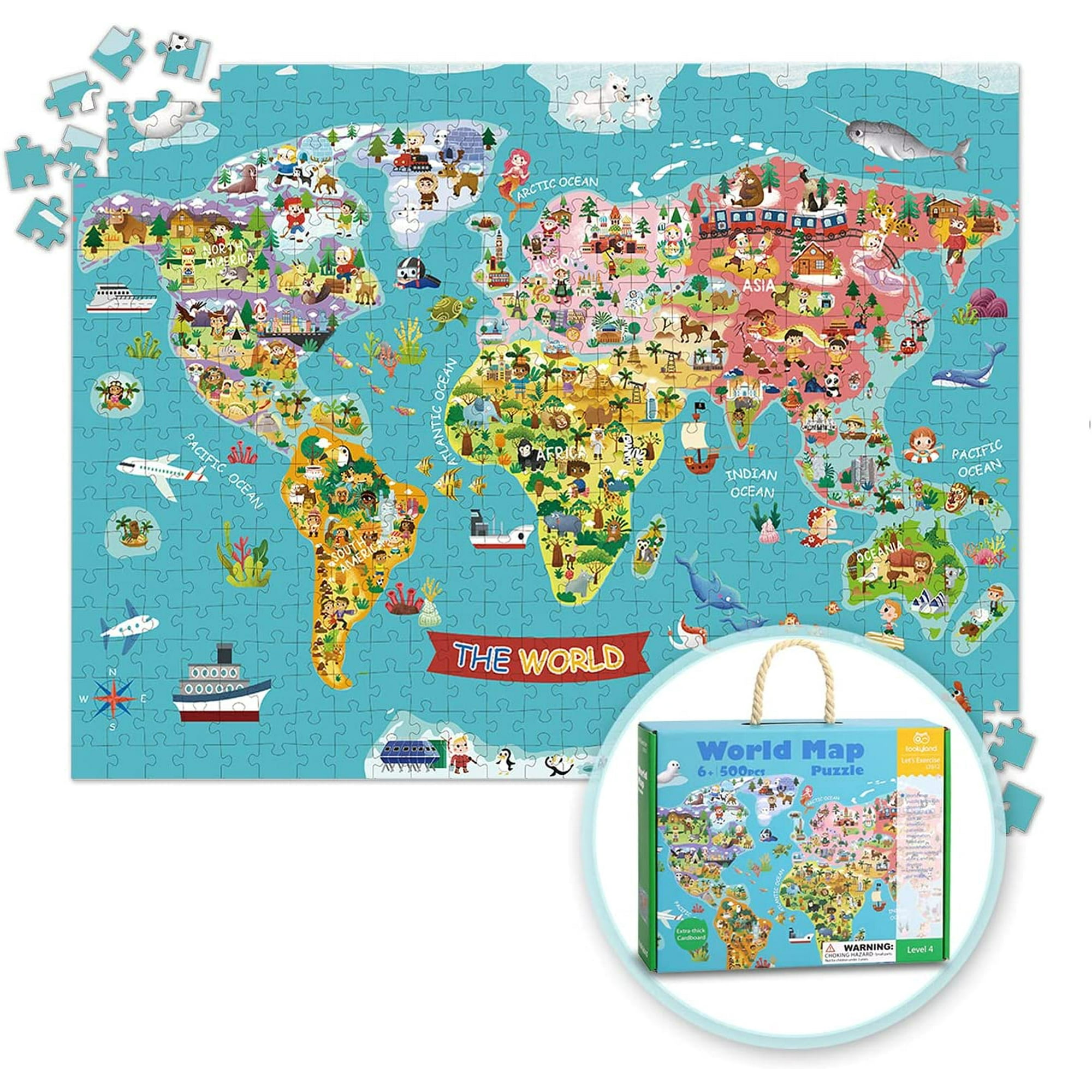 TOOKYLAND World Map Jigsaw Puzzle - 500 Pieces Floor Puzzle - Kids