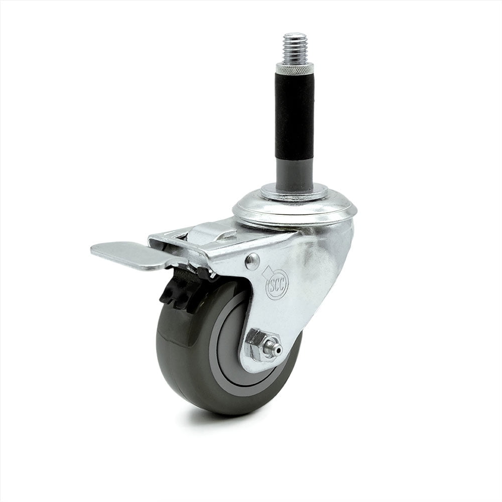 Service Caster Swivel Casters Set Of 4 – Polyurethane Wheels, Expanding Stem, 1000 Lbs Capacity, 2 With Brakes