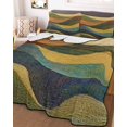 thumbnail image 3 of Quilts Twin Size, Vintage Green Yellow Soft Comforter Bedding Set for Bed, Farmhouse Retro Art Lightweight Quilted Bedspread with Pillow Cover(2 Pieces) for All Season, 68x86 Inch, 3 of 6