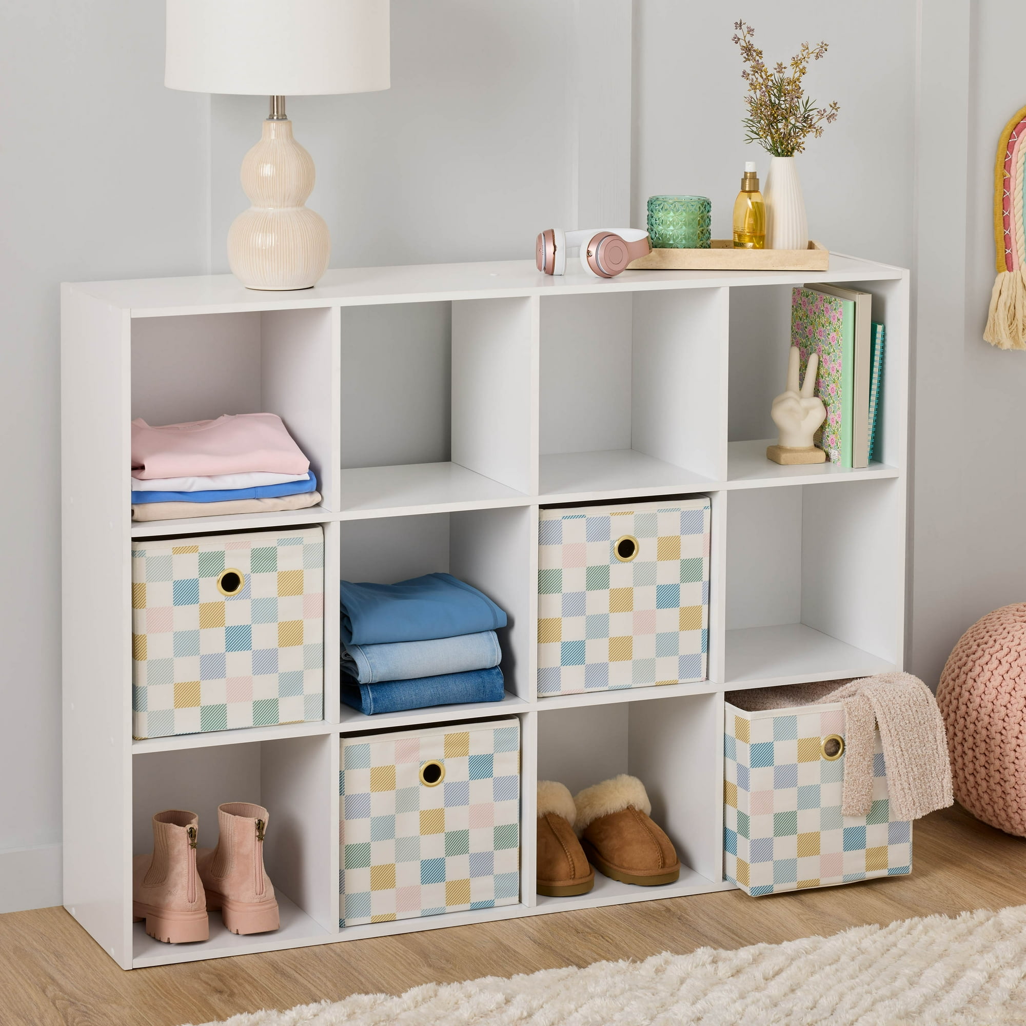 Mainstays 12-Cube Storage Organizer Bookcase, White